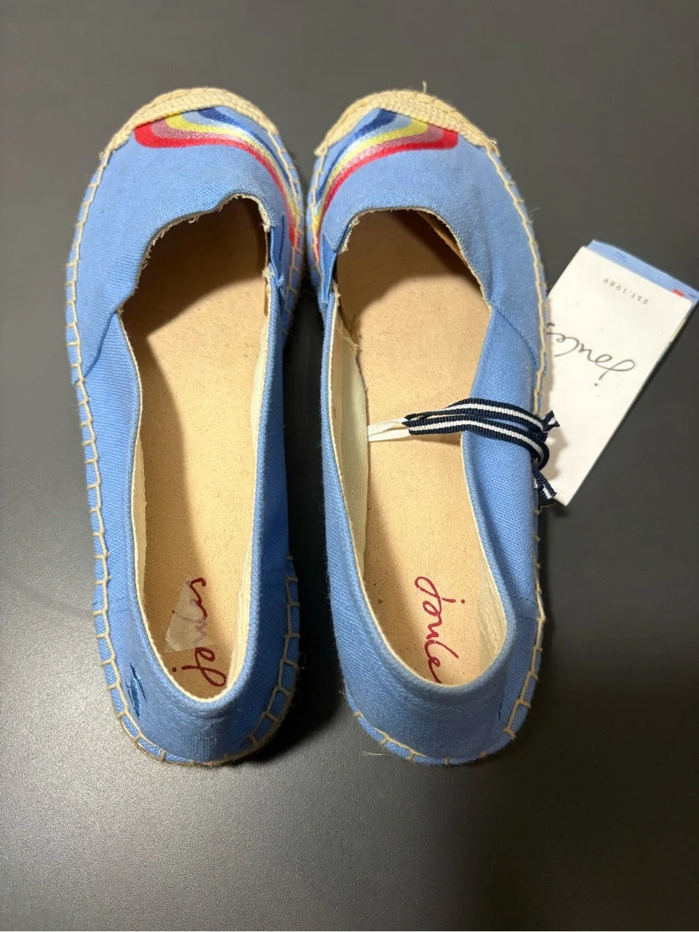 JOULES Rainbow Embroidered Blue Espadrille Flats